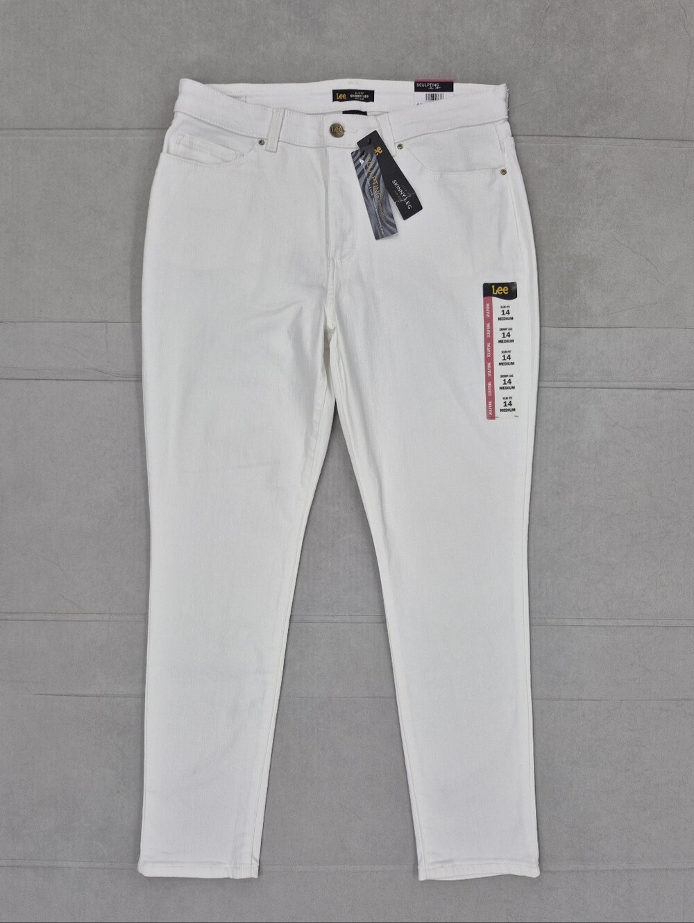 Lee Sculpting jeans women's 14 white mid rise Slim fit Skinny Leg stretch